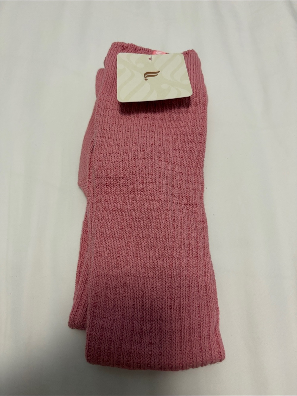 NWT Fabletics Pink Ribbed Thigh High Cable Knit Socks